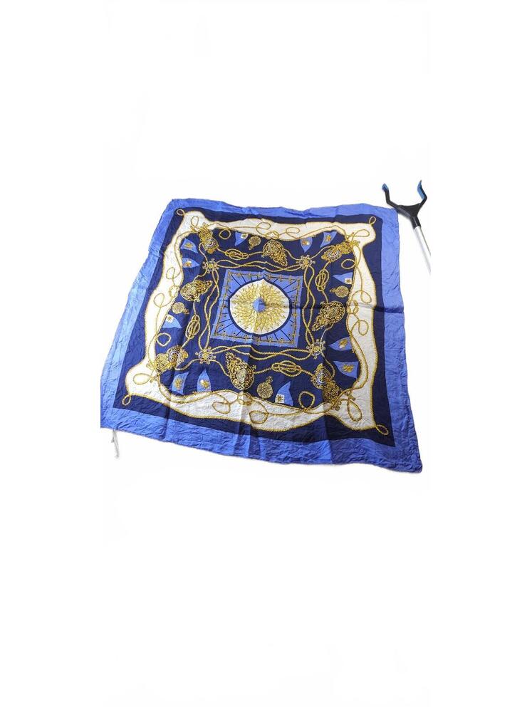 Talbots Blue And Gold Patterned 100 Silk Scarf